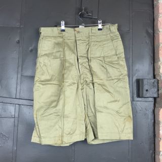 Vintage Nos 1950s Us Army Khaki Cotton Shorts Sz 32