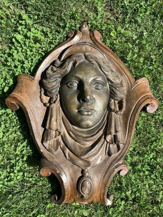 American Architectural Salvage Chicago Art Nouveau Woman Horsehair Plaster 30” H 11