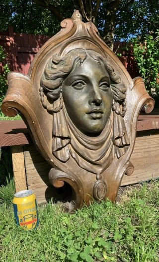 American Architectural Salvage Chicago Art Nouveau Woman Horsehair Plaster 30” H