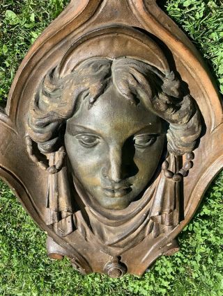 American Architectural Salvage Chicago Art Nouveau Woman Horsehair Plaster 30” H 3