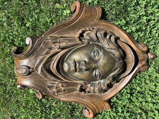 American Architectural Salvage Chicago Art Nouveau Woman Horsehair Plaster 30” H 9