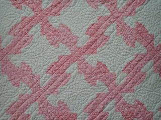Densely Quilted Pretty in Pink VINTAGE Cottage Home QUILT 83x72 