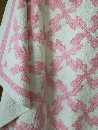 Densely Quilted Pretty in Pink VINTAGE Cottage Home QUILT 83x72 