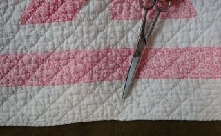 Densely Quilted Pretty in Pink VINTAGE Cottage Home QUILT 83x72 