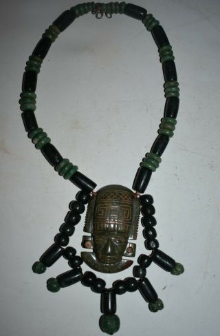 Orig $1099 Wow Pre Columbian Mayan Jade Necklace,  Shell Earrings,  12in Prov