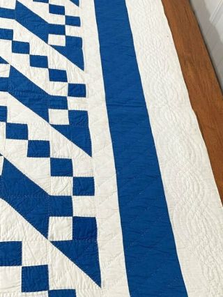 Farmhouse Blue PA c 1930s Jacobs Ladder QUILT Vintage Mennonite 2