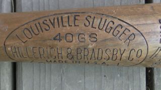 Antique George Sisler H & B Louisville Slugger 40 G S Bone Rubbed Baseball Bat 10