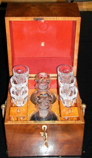 Antique Flame Mahogany Inlaid Georgian Decanter Box Tantalus Case c1800 Receipt 8