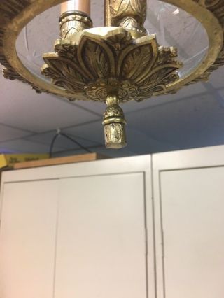 Vintage Crystal And Brass Hanging Hall Fixture 6