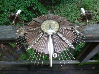 Vintage Mid Century Modern Zenith Starburst Clock Gold Tone Electric 21 " High