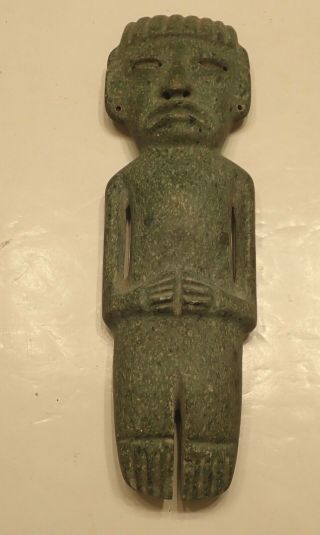 Pre - Colombian Style Mayan Aztec Olmec Jade Human Effigy Figure Stone Statue