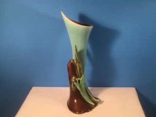 Antique Majolica Calla Lily Trumpet Flower & Leaf Bud Vase,  fm1295 9