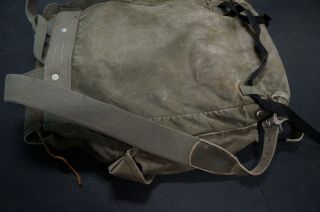 Vintage Leather & Canvas Rucksack Military Army Field Back Pack Olive Green 11