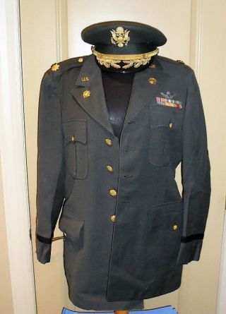 Post WW2 US Army Officers Complete Uniform Jacket,  pants,  Hats,  belt for Major 12