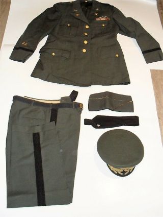 Post WW2 US Army Officers Complete Uniform Jacket,  pants,  Hats,  belt for Major 3