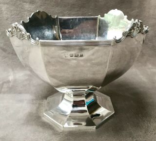 Lovely Solid Silver Decorative Rose / Punch Bowl,  Birm 1919 672.  5g / 23.  72oz