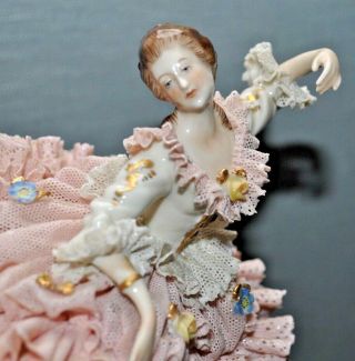 Vintage Dresden Lace Figurine 7 "