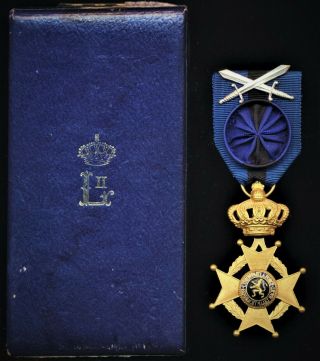 Belgium Medal Order Of Leopold Ii.  4th Class & Swords.  Post 1951 - Inc Korean War