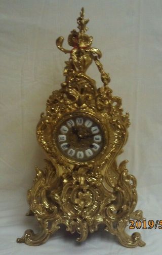 Vintage Italian Lancini Brass Mantle Clock - Key