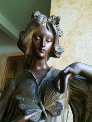 Huge Art Nouveau Spelter Woman Statue " Reverie D 