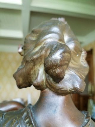 Huge Art Nouveau Spelter Woman Statue 