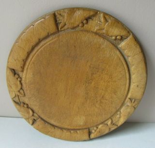 Antique Wooden Hand Carved BREAD BOARD Plate CARROTS Peas Peppers FOLK ART 2