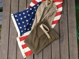 Wwii Us Army Uniform And 48 Star Flag -