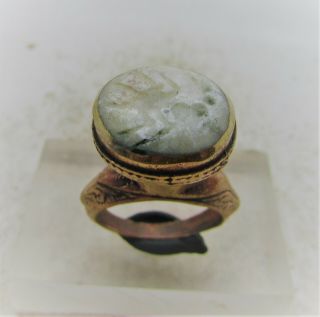 Late Medieval Islamic Ottoman Gold Gilded Ring With Agate Intaglio