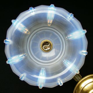 ANTIQUE 1930 FRENCH ART DECO OPALESCENT GLASS SHADES CEILING LIGHT CHANDELIER 10