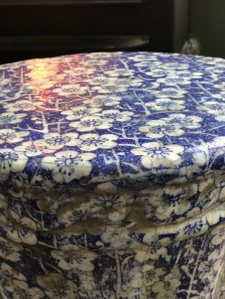 Antique Vintage Pair Chinese Blue & White Enamel Garden Seat Stool Pottery 12