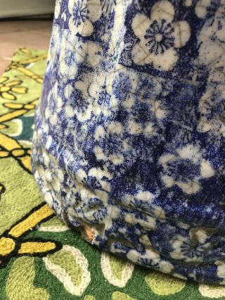 Antique Vintage Pair Chinese Blue & White Enamel Garden Seat Stool Pottery 7