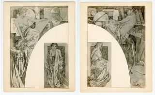 Alphonse Mucha Lithographs From The Portfolio " Compositions Figurales,  " C.  1906