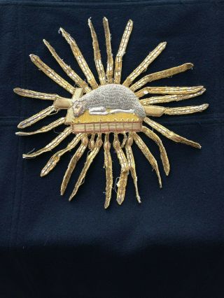 Antique Catholic Religious Holy Lamb Gold Metallic Needlework Embroidered 2