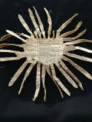 Antique Catholic Religious Holy Lamb Gold Metallic Needlework Embroidered 9
