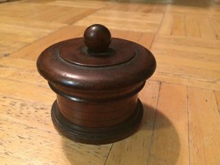 18th To Early 19th Century Lidded Spice Container Mahogany Wood Well Turned