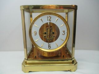 Vtg Jaeger Lecoultre Atmos Perpetual Motion Gilt Brass Mantle Clock 15j 33938