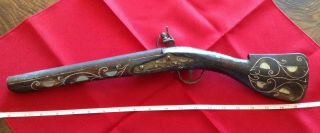 Antique Xviii - Xix Century Flintlock Gun Pistol Ottoman Mother - Of - Pearl Inlay