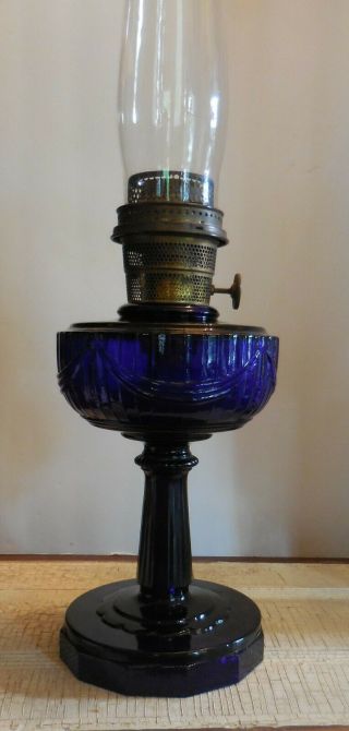 Aladdin cobalt Lincoln Drape Oil Lamp Nu - Type Model B antique/vintage 2