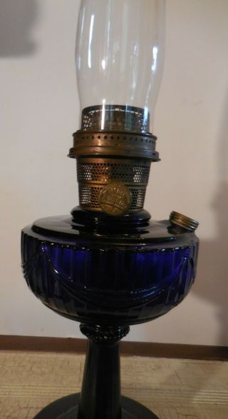 Aladdin cobalt Lincoln Drape Oil Lamp Nu - Type Model B antique/vintage 3