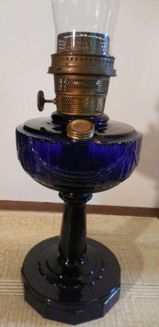 Aladdin cobalt Lincoln Drape Oil Lamp Nu - Type Model B antique/vintage 4