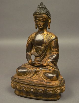 Big 11.  3 " 5.  8lbs Fine Chinese Tibet Gilt Bronze Buddha Figure Statue 9