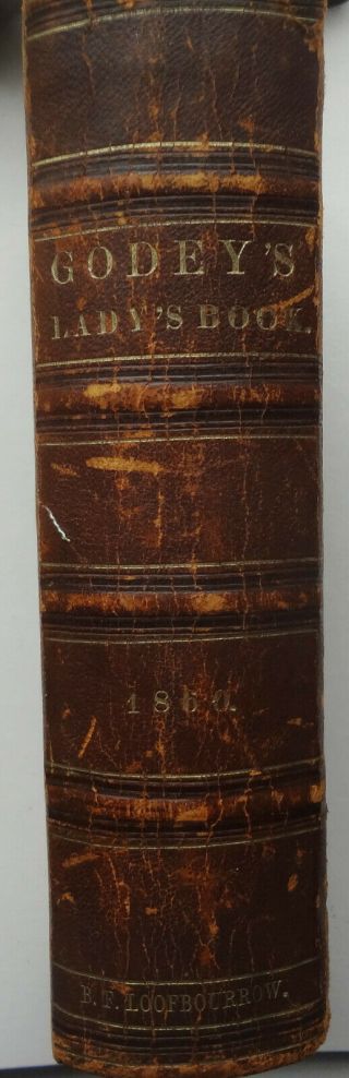 1860 pre CIVIL WAR ERA bound GODEY ' S LADIES BOOK - profusely FASHION ILLUSTRATED 2