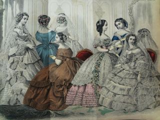 1860 pre CIVIL WAR ERA bound GODEY ' S LADIES BOOK - profusely FASHION ILLUSTRATED 6
