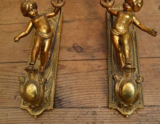 French antique bronze sconce cherub light fittings re wired 110 - 240v 3