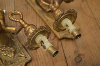 French antique bronze sconce cherub light fittings re wired 110 - 240v 5