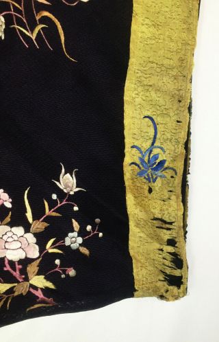 Antique Chinese Qing Embroider Summer ? Robe Brocade Lining Bird Dragon Rank 10