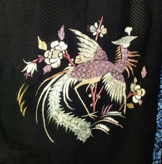 Antique Chinese Qing Embroider Summer ? Robe Brocade Lining Bird Dragon Rank 2