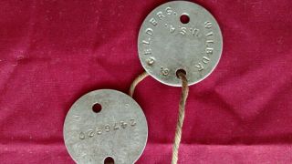 WW1 DOG TAGS w/CORD - CAMBRIDGE,  OHIO VET 2