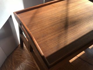 Vintage Mid Century Modern DANISH TEAK WOOD Folding Serving Tray 4