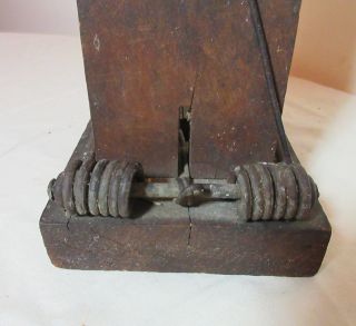 antique handmade primitive wood metal spring loaded rat mouse trap catcher 4